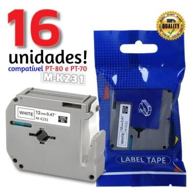 Imagem de Kit 16 Fita Compatível Brother M231 Mk231 T 12mm Pt 80 70 90 - Multila