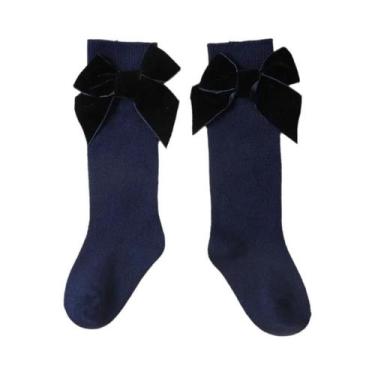 Imagem de Meias De Algodão Com Laço Para Meninas Bebês, Altura Até O Joelho, Inv