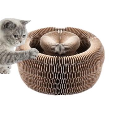 Imagem de Arranhador Para Gatos Sanfona - Jogo De Enriquecimento Dobrável | Placa De Arranhar Cartão Com Bola E Trilho | Para Casa Apartamento Dormitório Quarto Interior