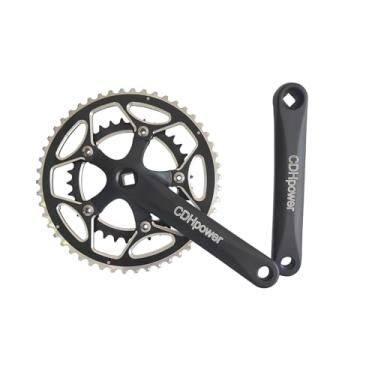 Imagem de CDHPOWER Pedaleira dupla 50/34T 170 mm Virabrequim 110 BCD Cônico quadrado para bicicleta de estrada de montanha bicicleta de engrenagem fixa