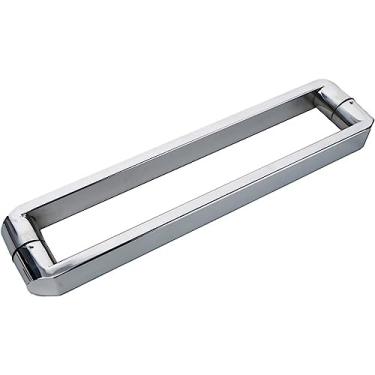 Imagem de Puxadores de porta de aço inoxidável resistentes para chuveiro de banheiro, puxador de porta de vidro de empurrar e puxar de tubo quadrado acabamento cromado polido - prata - 275 mm