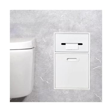 Imagem de Nicho de chuveiro de aço inoxidável - suporte de papel higiênico embutido e suporte de armazenamento de parede para banheiro, cozinha, sala de estar - design durável e elegante (branco, 50 x 30 x 14