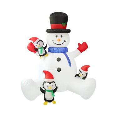 Imagem de Decorações De Natal Infláveis LED De 7FT, Boneco De Neve E Pinguim Par
