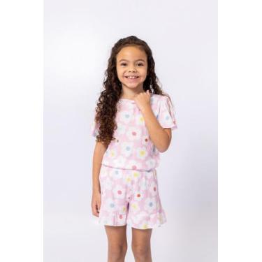 Imagem de Conjunto Infantil Blusa e Short com Babados Estampado Floral - Nicktoi