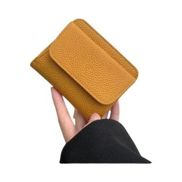 Imagem de Carteira Feminina De Couro Genuíno Multifuncional Pequena Dobrável Com