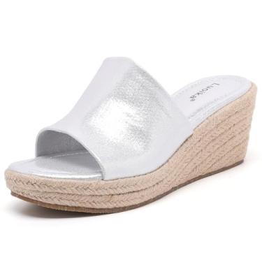 Imagem de Luoika Sandálias femininas de largura larga, sandálias de verão casuais de verão com salto plataforma plataforma., Prata 768, 13 X-Wide