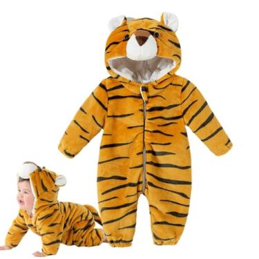Imagem de Macacão infantil de animal - Macacão de dormir de tigre para crianças - Fantasia de animal para reuniões, confortável leopardo amarelo