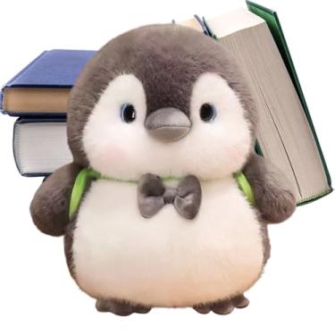 Imagem de Pinguim de pelúcia | Boneca com design de laço e mochila | Design de mochila de 25 cm de altura animal macio - para adultos, adolescentes, mãe, namorada, namorado, Natal, inverno, festa de aniversário
