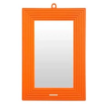 Imagem de Espelho Retangular Moldura Plástica Laranja N.10