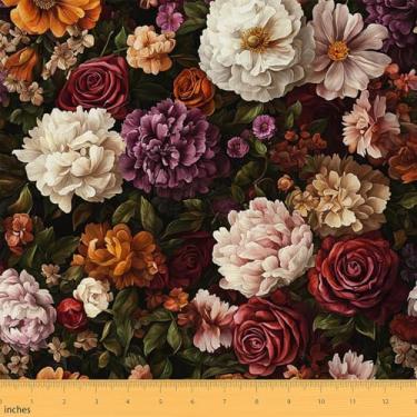 Imagem de Erosebridal Tecido de margarida rosa por The Yard Hydrangea Tecido impermeável para ambientes externos, branco, roxo, vermelho, florais, estofados, pétalas botânicas, primavera, decoração de arte DIY