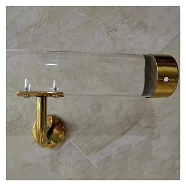 Imagem de Suporte dourado para corrimão de escada – tubo transparente de acrílico HD para ambientes internos, bares e cinemas – barra segura para deficientes físicos para suporte e estabilidade