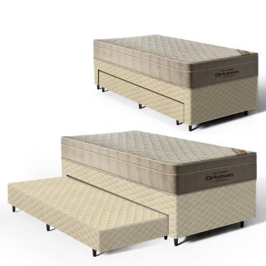 Imagem de Cama Box com Colchao de Molas Ensacadas AirTech + Auxiliar de Espuma Unique Solteiro 88cm