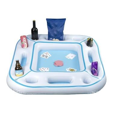 Imagem de Mesa de bilhar flutuante | Mesa de xadrez aquática inflável com cartas à prova d'água - Suporte inflável de lanche para bebidas, bandeja de jogo para jogar amigos, família, banheiras de hidromassagem
