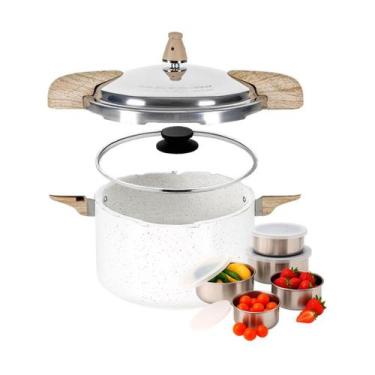 Imagem de Panela de Pressão 2 em 1 Indução 5,4 Lts Brinox Ceramic Life Vanilla c