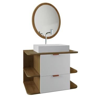 Imagem de Gabinete Apolo Para Banheiro Com Espelho E Cuba Dalla Nature-branco Nature-branco