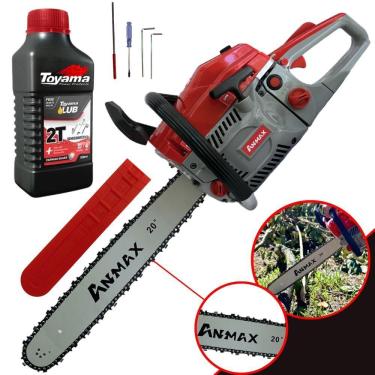 Imagem de Motosserra Anmax Cs5800a à Gasolina 2t 58cc 3,1hp Sabre 20'' Ponta Rolante Profissional + Óleo Toyama Fg50 500ml