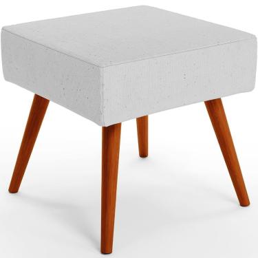 Imagem de Puff Banqueta Decorativa Com Pés Palito Lívia Linho Cinza