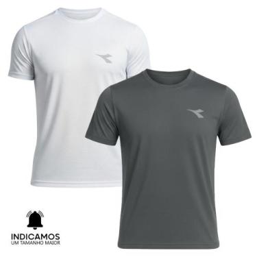 Imagem de Kit 2 Camisetas Diadora Small Logo Masculina - Branco e Chumbo P, P