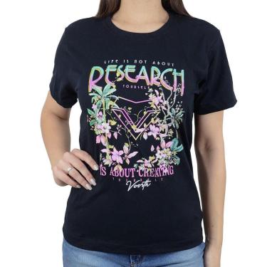 Imagem de Camiseta Feminina Voorth MC Estampada Preta - 5632S-Feminino