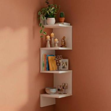 Imagem de Prateleira De Canto Suspensa Decorativa Estante Livros Brinquedos - Ke