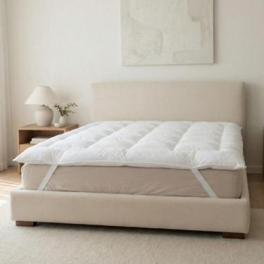 Imagem de Pillow Top Percal 400 Fios Cama King Hotelaria Protetor de Colchão Con