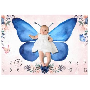 Imagem de Lençol Cenário Foto Mêsversário Borboletinha MinhaEstrelinha - Minha E