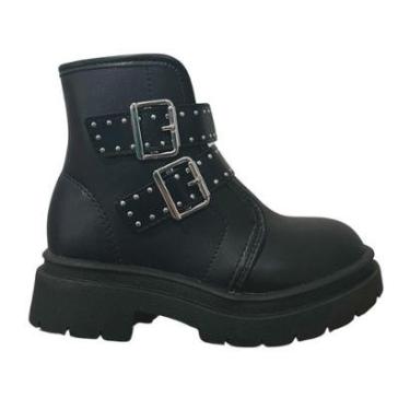 Imagem de Bota Coturno Tratorada Fivela Infantil Menina Molekinha 2182.114 Preto-Feminino