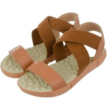 Imagem de Sandalia Ultraconforto Somileve Tiras Conforto, Palha, 38