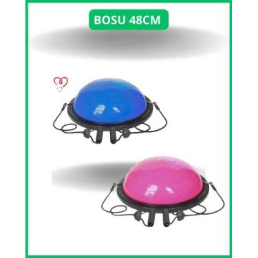 Imagem de Meia Bola Antiestouro Pilates Azul 48cm com Alças e Sistema Antiestour