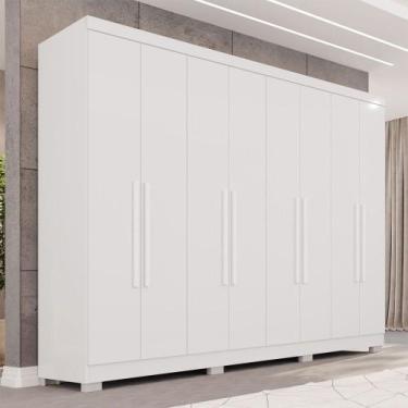 Imagem de Guarda-Roupa Casal Pinheiro 8 Portas 4 Gavetas com Pés Branco - Pnr Mó