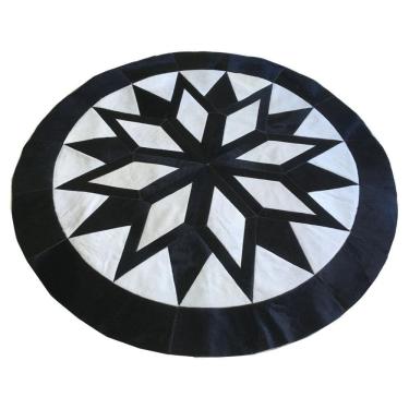 Imagem de Tapete De Couro Redondo Preto E Branco 2,00 Diâmetro