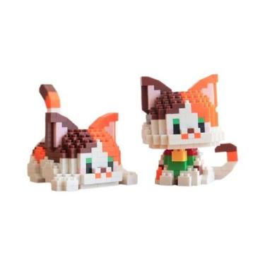 Imagem de Kit De Blocos De Montar Gato Laranja E Vaca Para Meninas E Crianças - 