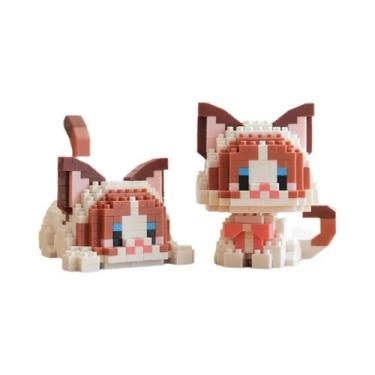 Imagem de Kit De Blocos De Montar Gato Laranja E Vaca Para Meninas E Crianças - 