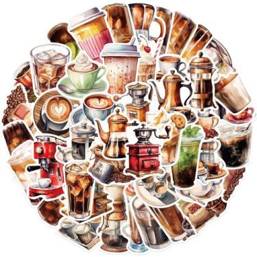 Imagem de Adesivos para café, decalques de grafite à prova d'água, 50 unidades/l