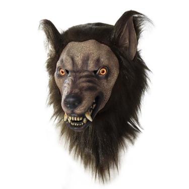 Imagem de Máscara de simulação de látex animal com cabeça de lobo para adultos -