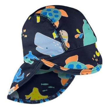 Imagem de Boné Praia Bebê Proteção UV Bichinhos do Mar Marinho Up Baby-Masculino