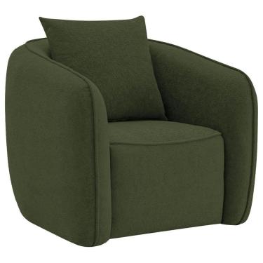 Imagem de Poltrona Decorativa Sala De Estar Recepção Florença Linho - Doce Sonho Móveis Verde