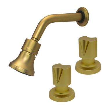 Imagem de Kit Chuveiro Ducha Gás E Solar Dourado Fosco + 2 Acabamento Registro Padrão Deca Dourado Fosco