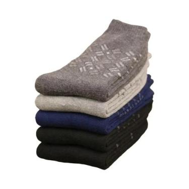 Imagem de Meias De Inverno Masculinas Em Fleece Espesso, 5 Pares, Confortáveis E