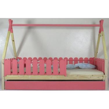 Imagem de Bicama Montessoriana Solteirão Cabana Colorida Madeira Maciça Pinus - 