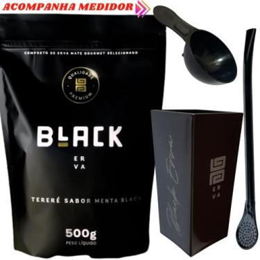 Imagem de Kit Para Tereré Black Erva Mate 500g + Copo Cuia Quadrado Acrílico + B