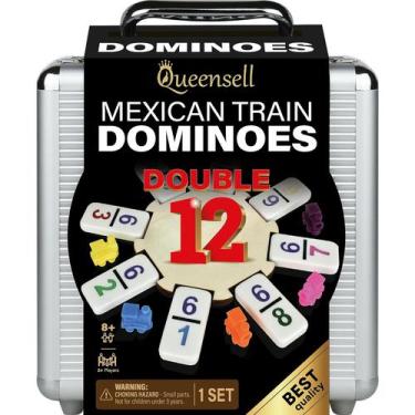 Imagem de Conjunto de dominós Mexican Train Queensell com números 91 peças
