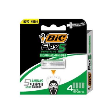 Imagem de Refil de Lâminas BIC Flex 5 Sensitive com 4 Unidades para Barbear Masc