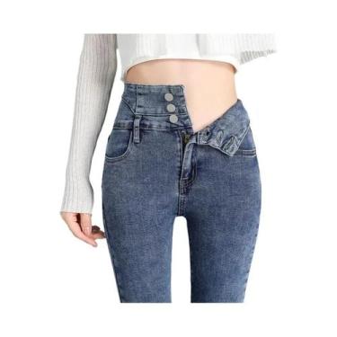 Imagem de Calças Jeans Skinny De Cintura Alta Para Mulheres, Estilo Vintage, Cal
