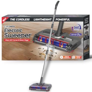 Imagem de WarmWink Vassoura sem fio giratória, vassoura elétrica sem fio recarregável, direção de 360 graus, vassoura de carpete para migalhas domésticas, pelos de animais de estimação e limpeza de carpetes