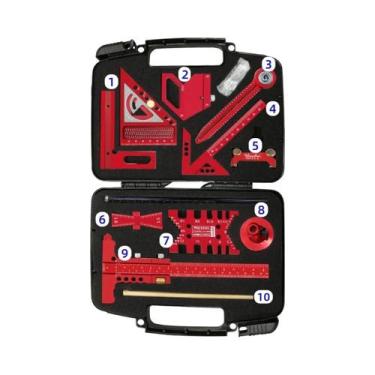 Imagem de Kit De Marcenaria 10 Peças: Régua De Alumínio, Compasso Localizador De