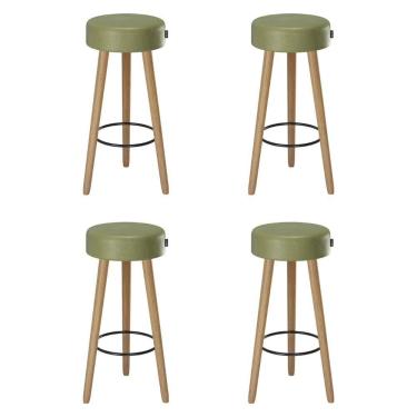Imagem de Banqueta Alta Estofada Pés Palito Kit 4 Hong Sintético Verde S08 - Mpozenato