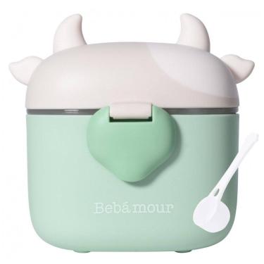 Imagem de Dispenser de Fórmula Bebamour Vaquinha Verde Clara 3 Compartimentos com Colher 450ml