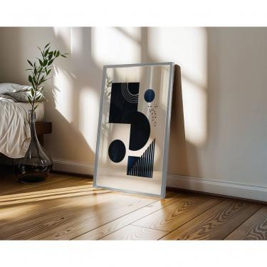 Imagem de Quadro Decorativo Bauhaus 1 Retangular 60X90 em Vinil com Moldura de Madeira com Ou sem Vidro Amadeirado