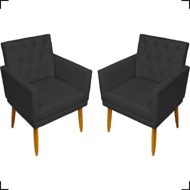 Imagem de Kit 2 Poltronas Decorativas Nina Capitonê Suede Pés Palito Clique & Decore